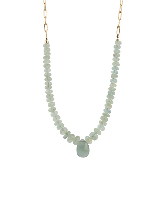 Gradual Aquamarine Pear Drop Paperclip Necklace sold by Blue Ruby