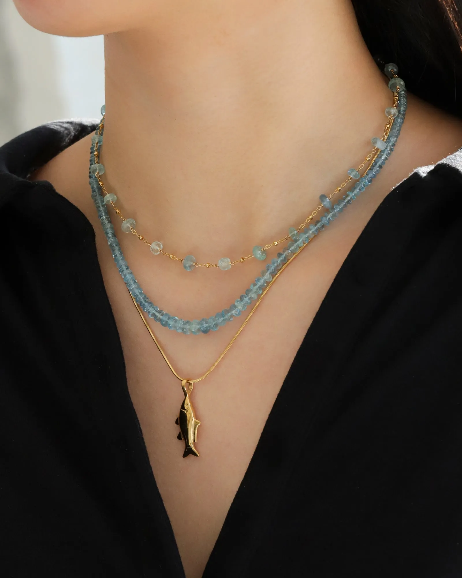 Gradual Aquamarine Stone Necklace | 3-6mm sold by Blue Ruby product image thumbnail 3