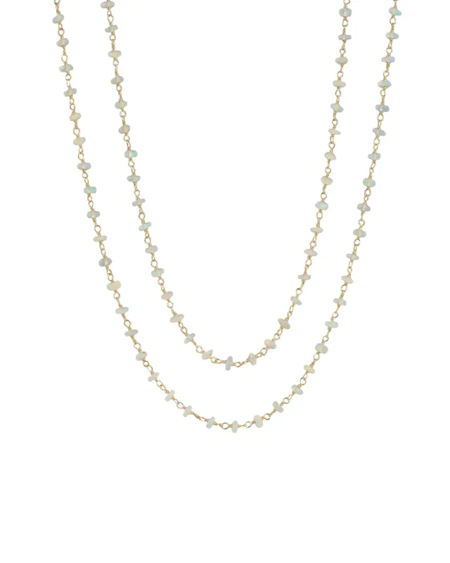 Two Row Opal Chain Necklace sold by Blue Ruby