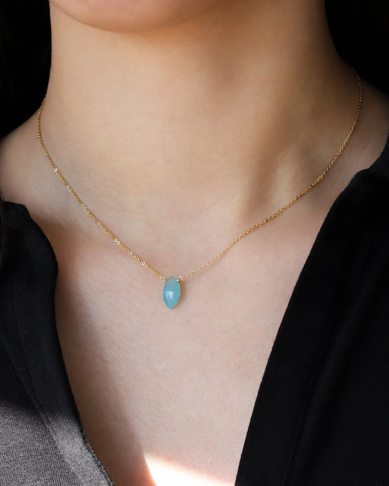 Blue Chalcedony Marquise Cable Chain Necklace sold by Blue Ruby product image thumbnail 2