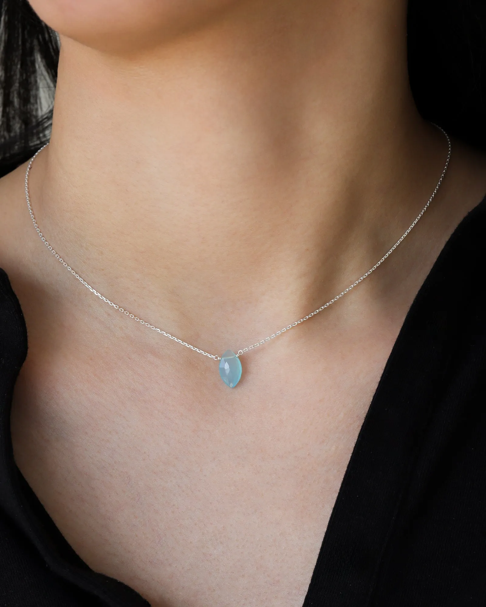 Blue Chalcedony Marquise Cable Chain Necklace sold by Blue Ruby product image thumbnail 2