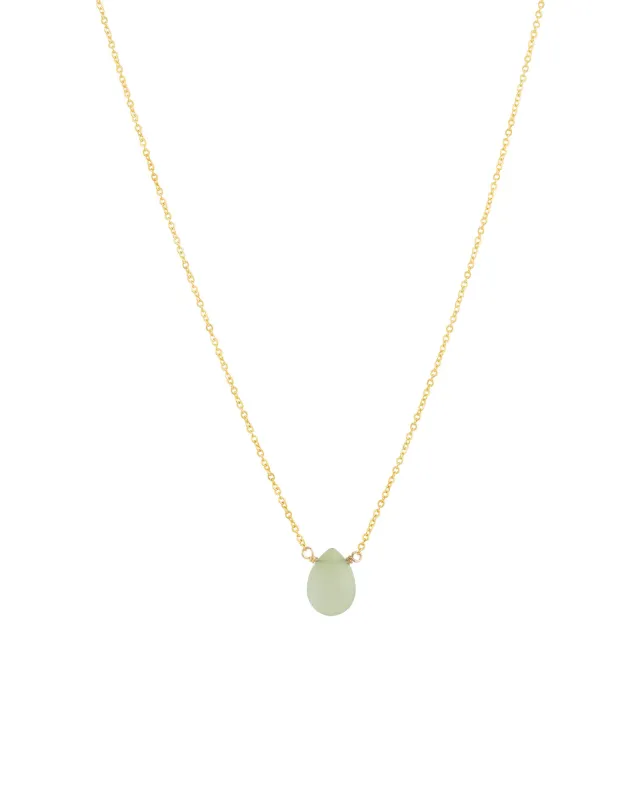 Sea Blue Chalcedony Pear Cable Chain Necklace sold by Blue Ruby