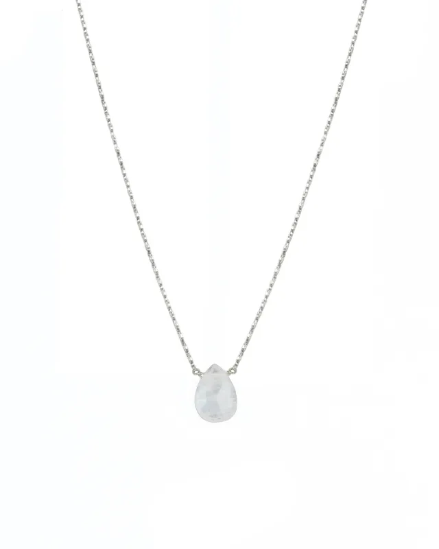 Rainbow Moonstone Pear Box Chain Necklace sold by Blue Ruby