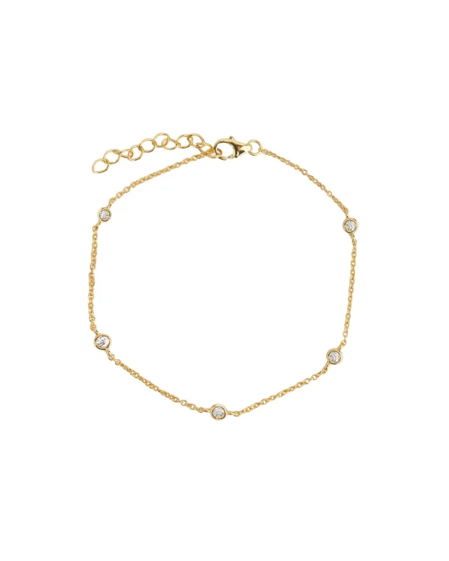 5 Bezel CZ Chain Bracelet sold by Blue Ruby