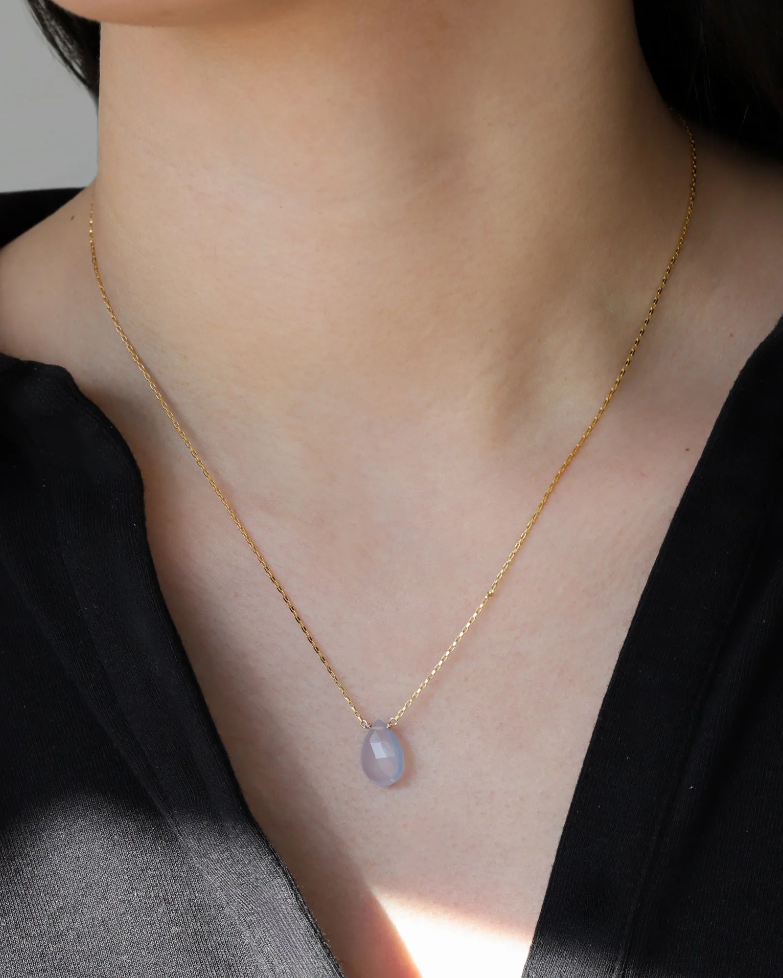 Chalcedony Pear Box Chain Necklace sold by Blue Ruby product image thumbnail 2