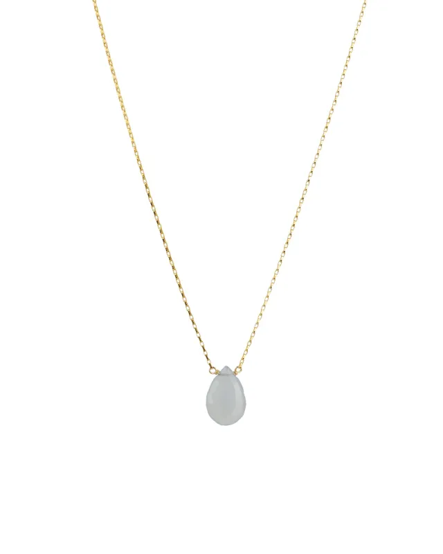 Chalcedony Pear Box Chain Necklace sold by Blue Ruby