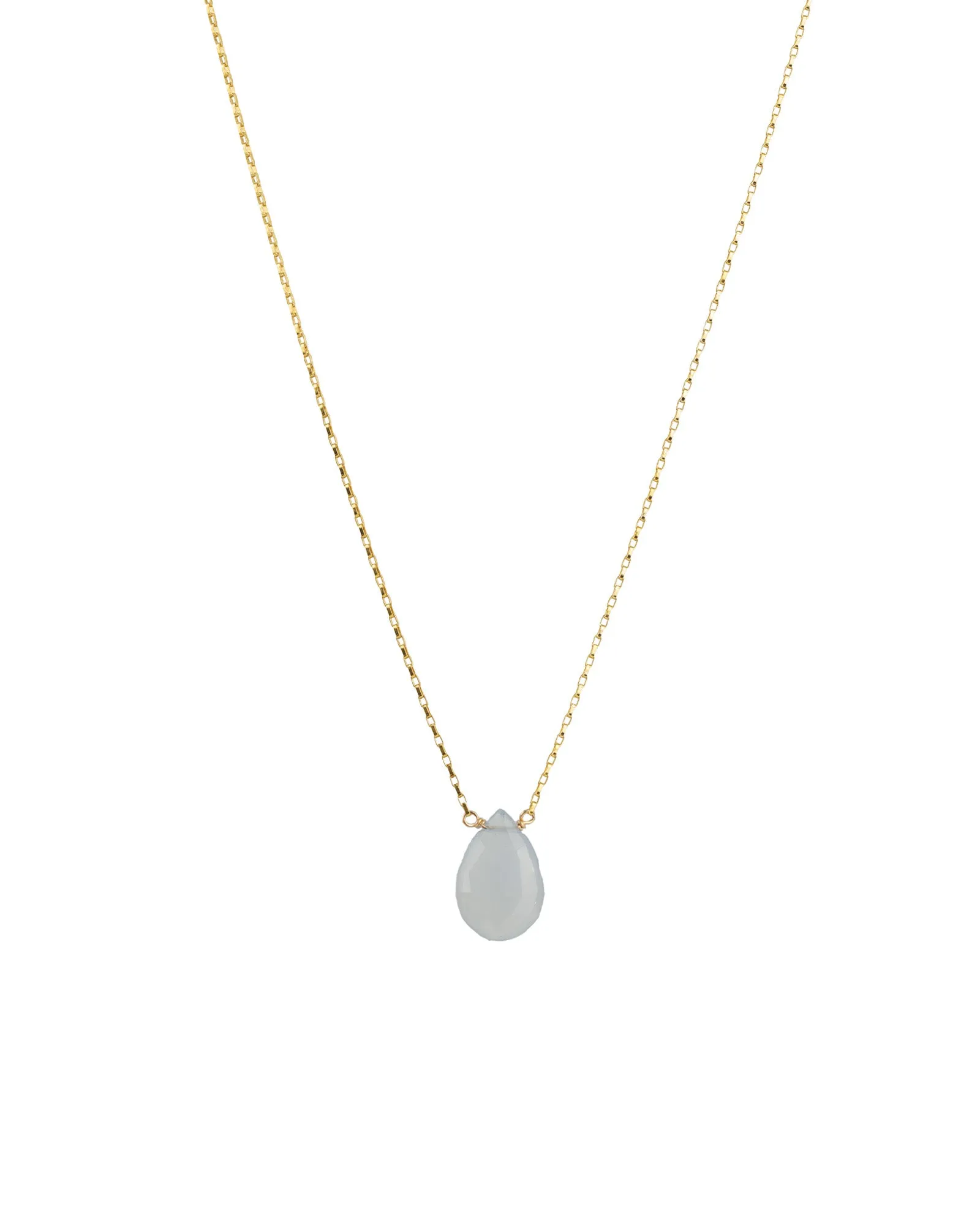 Chalcedony Pear Box Chain Necklace sold by Blue Ruby