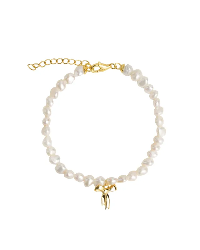 Bow Drop Pearl Bracelet sold by Blue Ruby