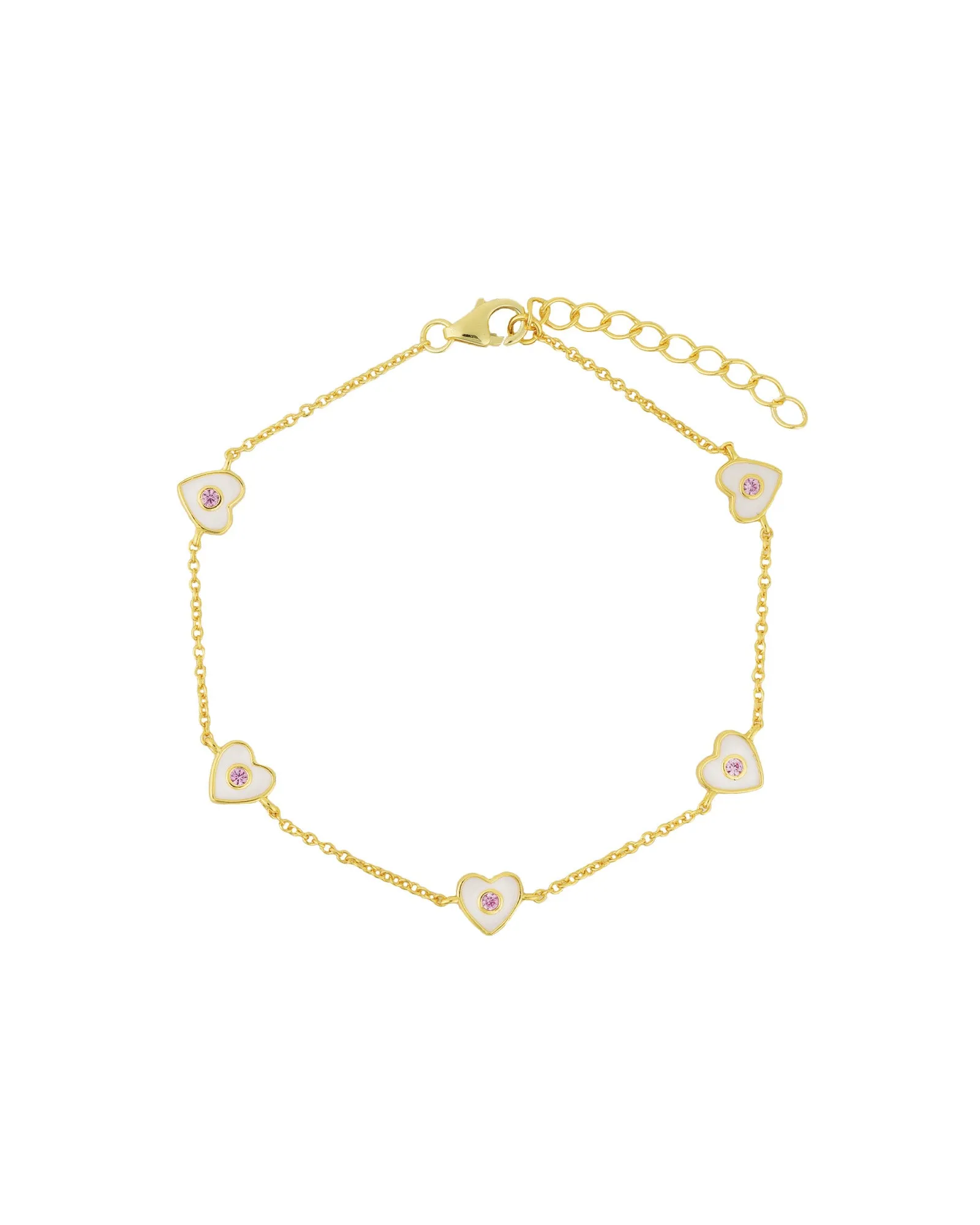 Enamel Five Heart CZ Bracelet sold by Blue Ruby