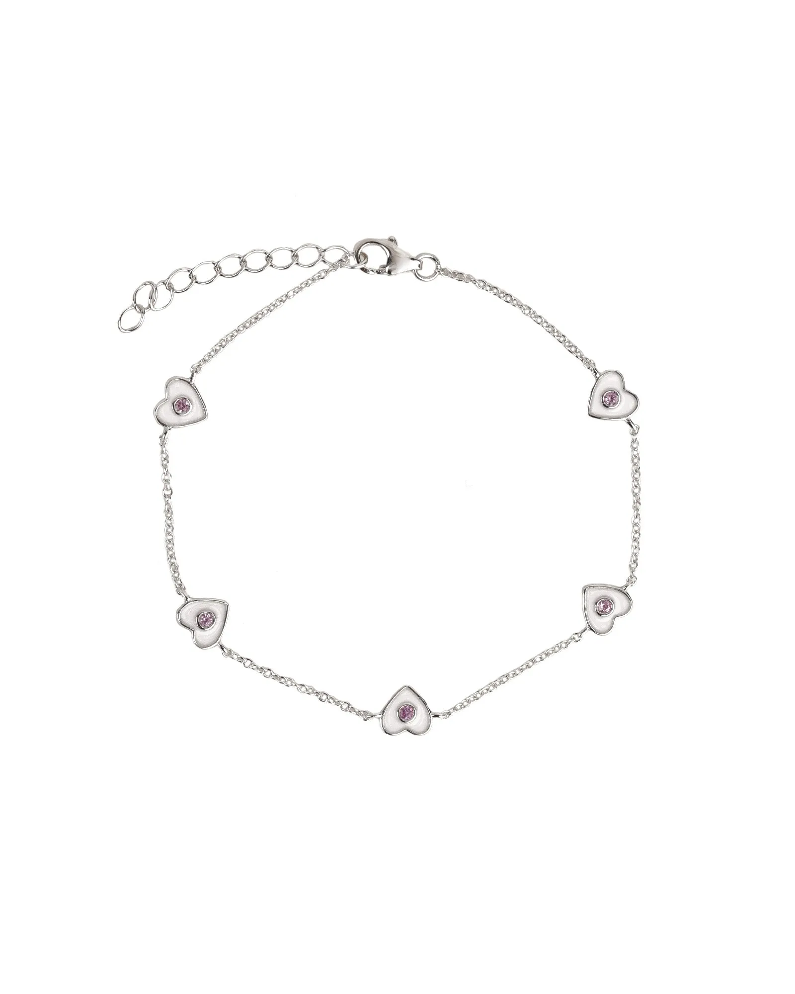 Enamel Five Heart CZ Bracelet sold by Blue Ruby