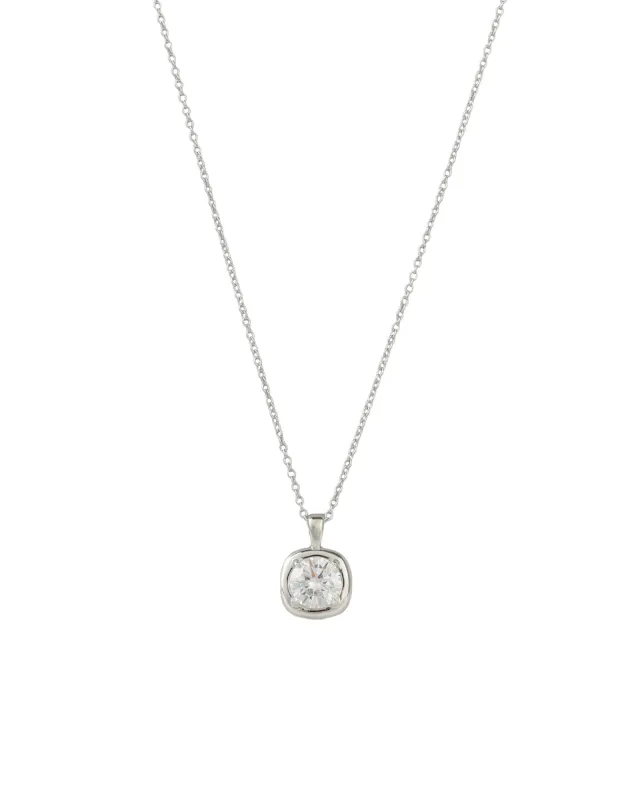 Round CZ Prong Bezel Necklace sold by Blue Ruby
