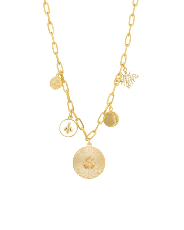 Bee Moon Charm Paperclip Necklace sold by Blue Ruby