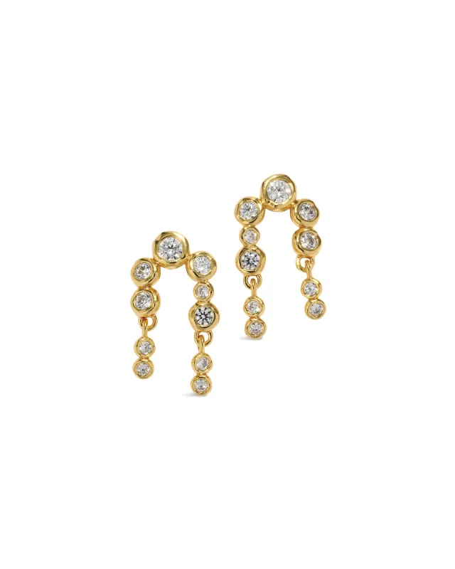 Asterales Gold CZ Arched Post Earrings sold by Blue Ruby