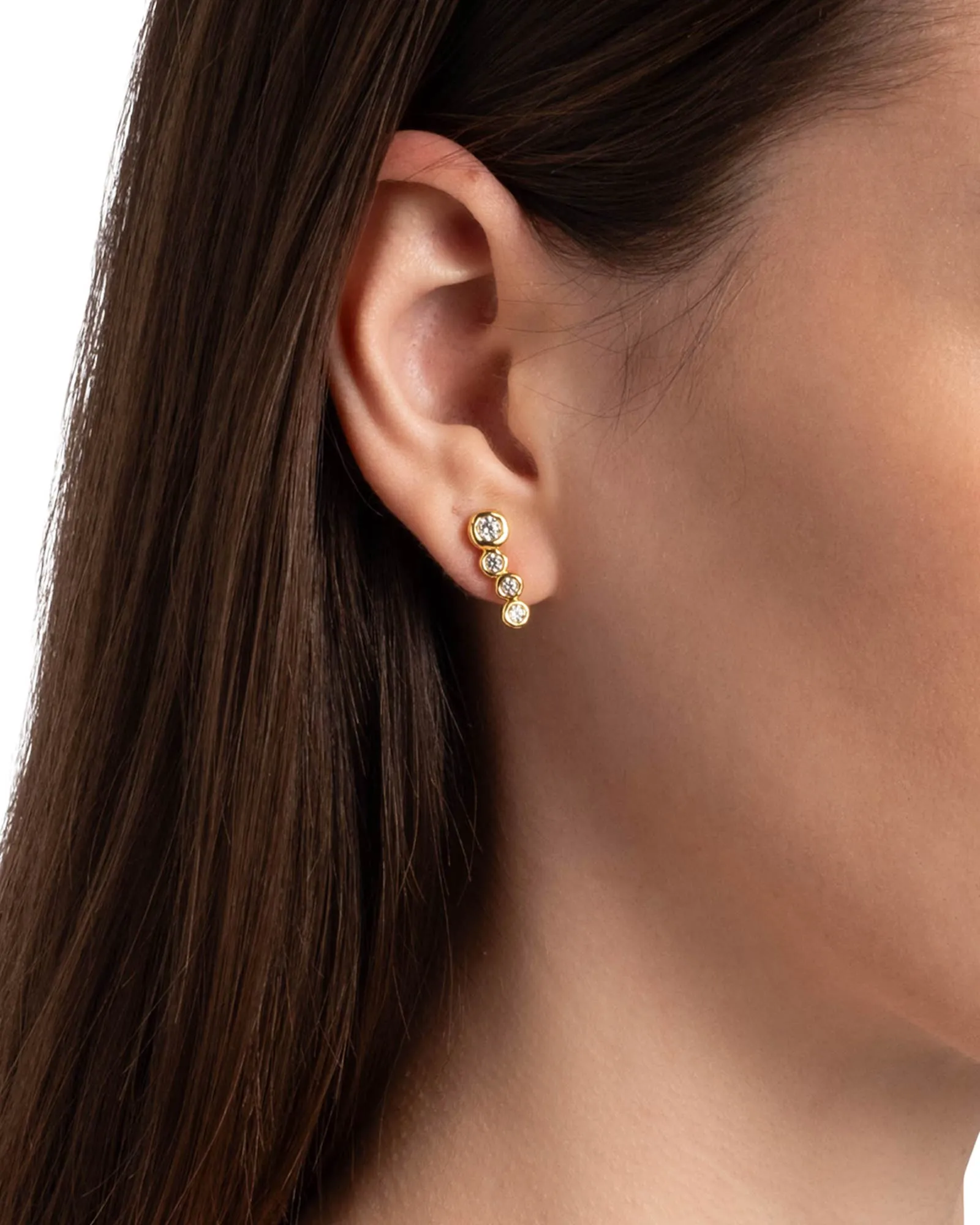 Asterales Gold CZ Bar Earrings sold by Blue Ruby product image thumbnail 2