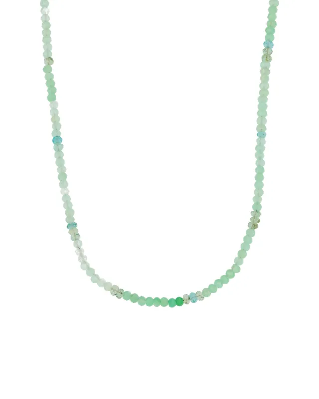 Green Mix Beaded Gemstone Necklace | 3mm sold by Blue Ruby