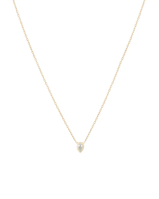 Bezel Teardrop Diamond Necklace sold by Blue Ruby