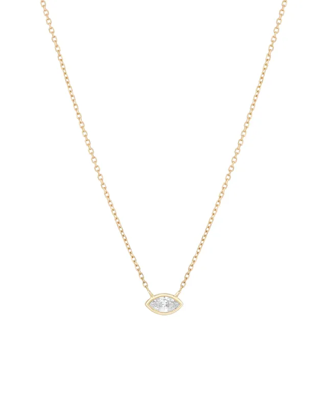 Bezel  Marquise Diamond Necklace sold by Blue Ruby