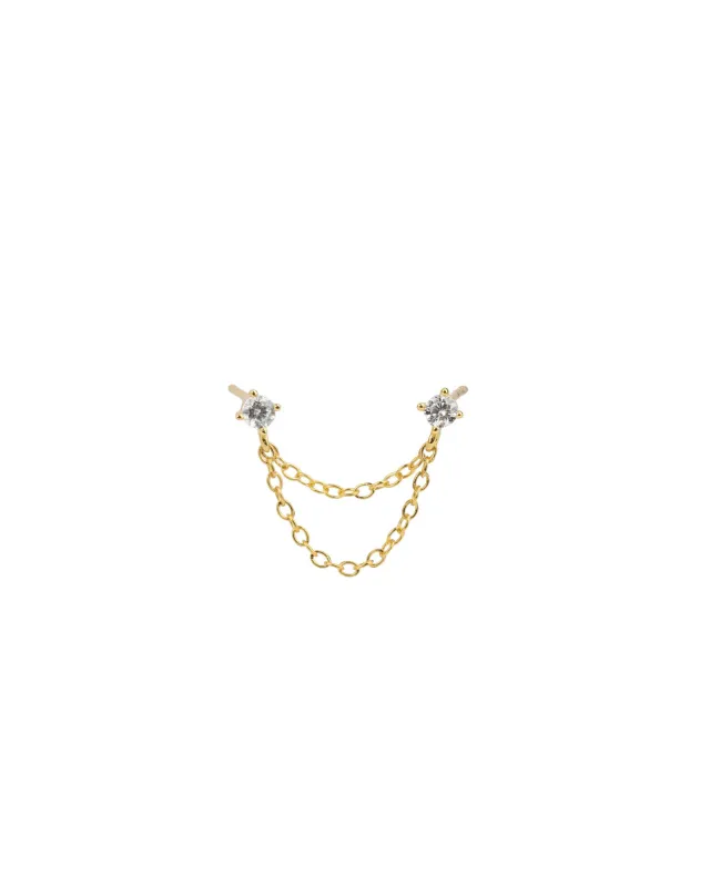Double CZ Chain Stud sold by Blue Ruby