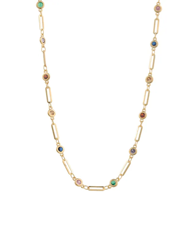 Mix CZ Paperclip Chain Necklace sold by Blue Ruby