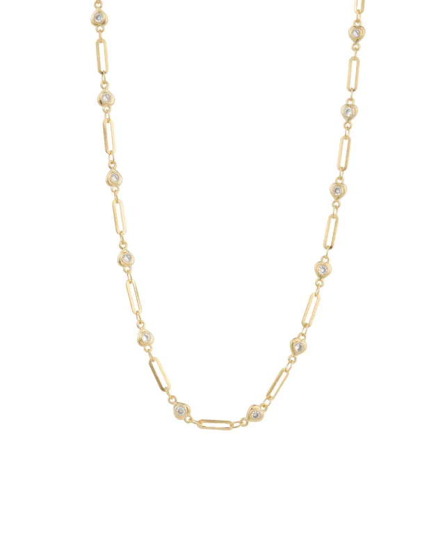 Heart CZ Paperclip Necklace sold by Blue Ruby