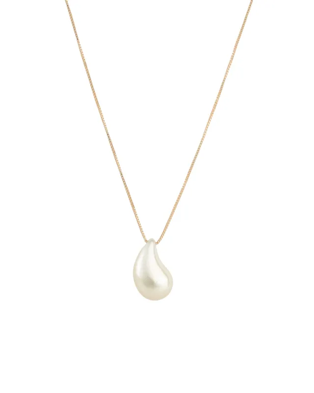 Pearl Teardrop Box Chain Necklace sold by Blue Ruby