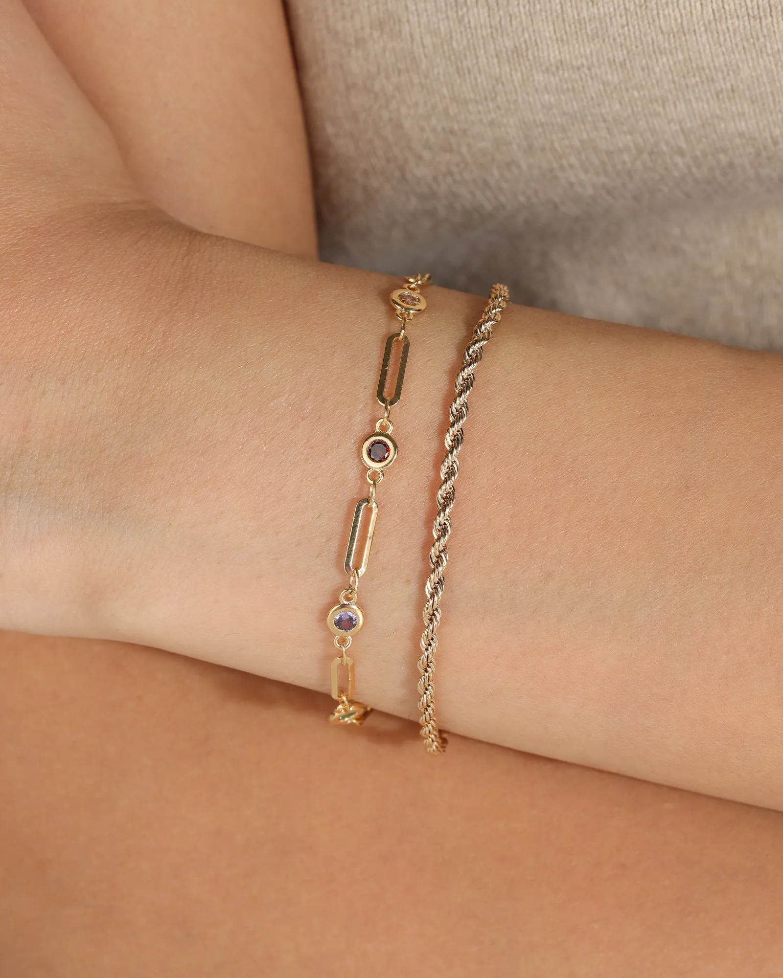 Mix CZ Paperclip Chain Bracelet sold by Blue Ruby product image thumbnail 2