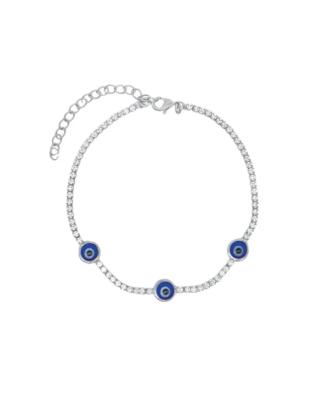 Three Evil Eye CZ Tennis Bracelet sold by Blue Ruby