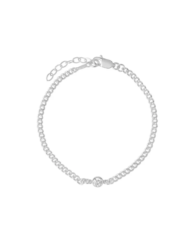 Single CZ Curb Chain Bracelet sold by Blue Ruby
