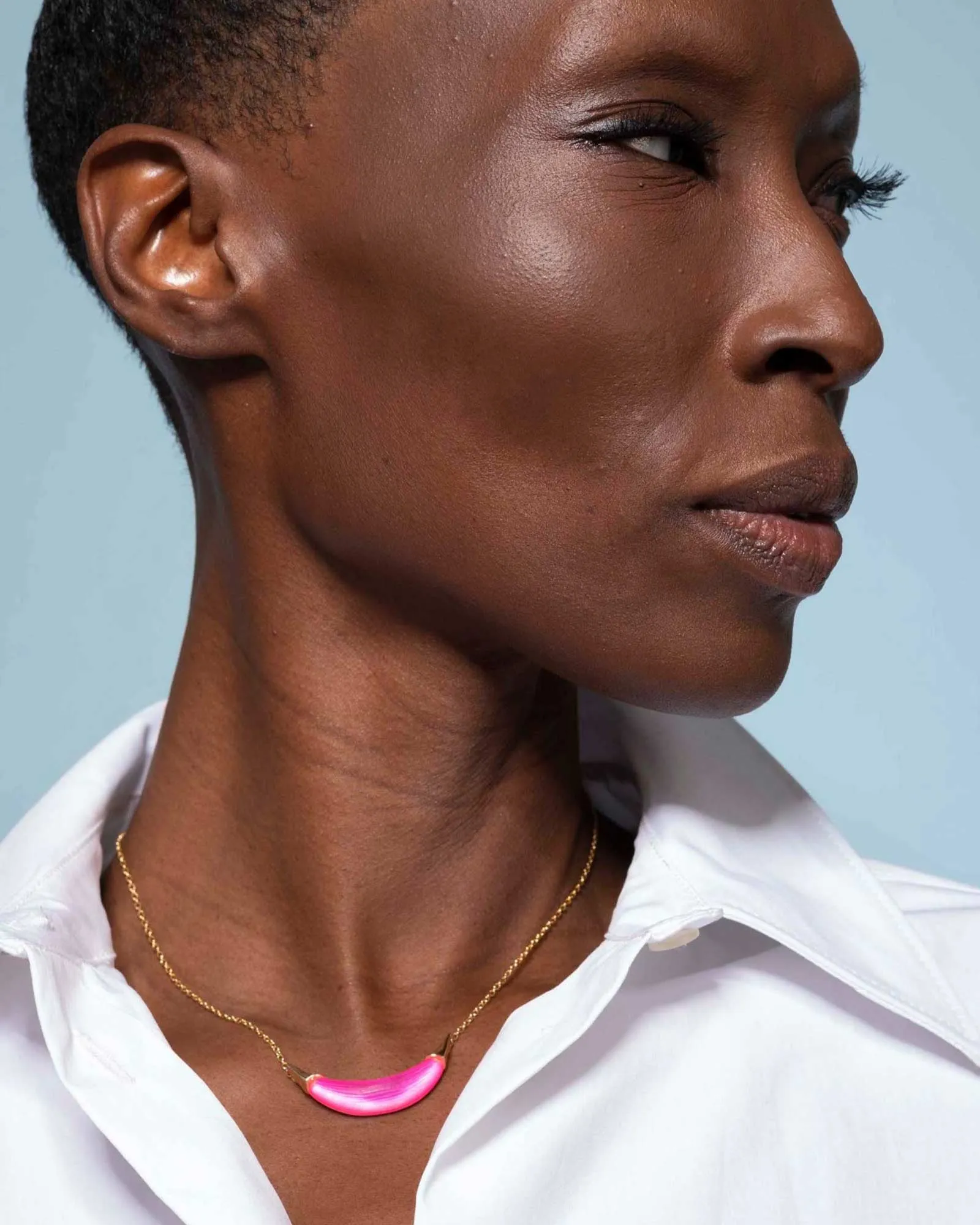 Gold Capped Crescent Lucite Necklace sold by Blue Ruby product image thumbnail 2