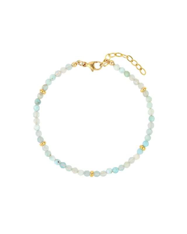 Larimar Five Rondelle Bracelet | 3mm sold by Blue Ruby