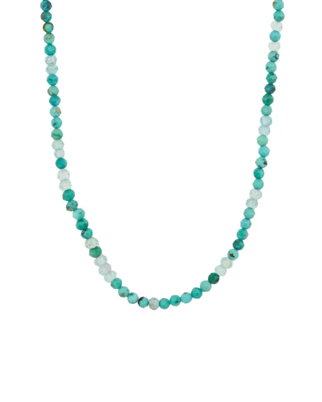 Turquoise + Apatite Mix Stone Necklace | 4mm sold by Blue Ruby