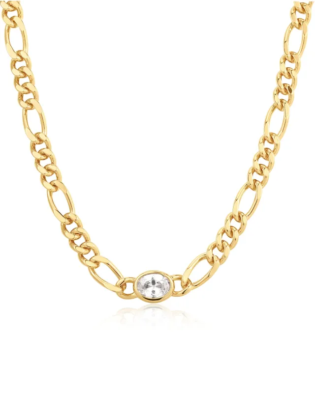 Oval Bezel Chain Necklace made by Luv Aj