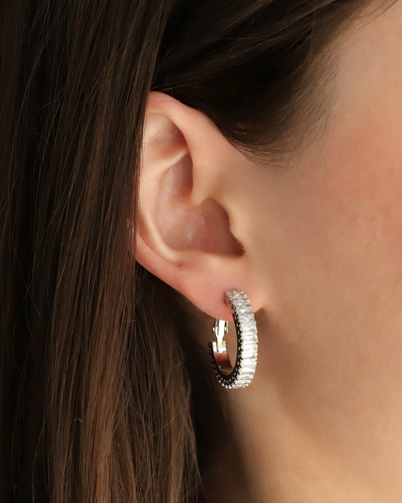 Baguette CZ Hoops | 25mm sold by Blue Ruby product image thumbnail 2