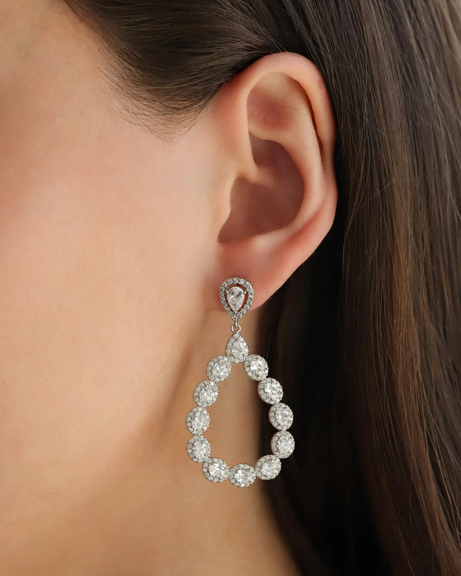 Open Teardrop CZ Earrings sold by Blue Ruby product image thumbnail 2