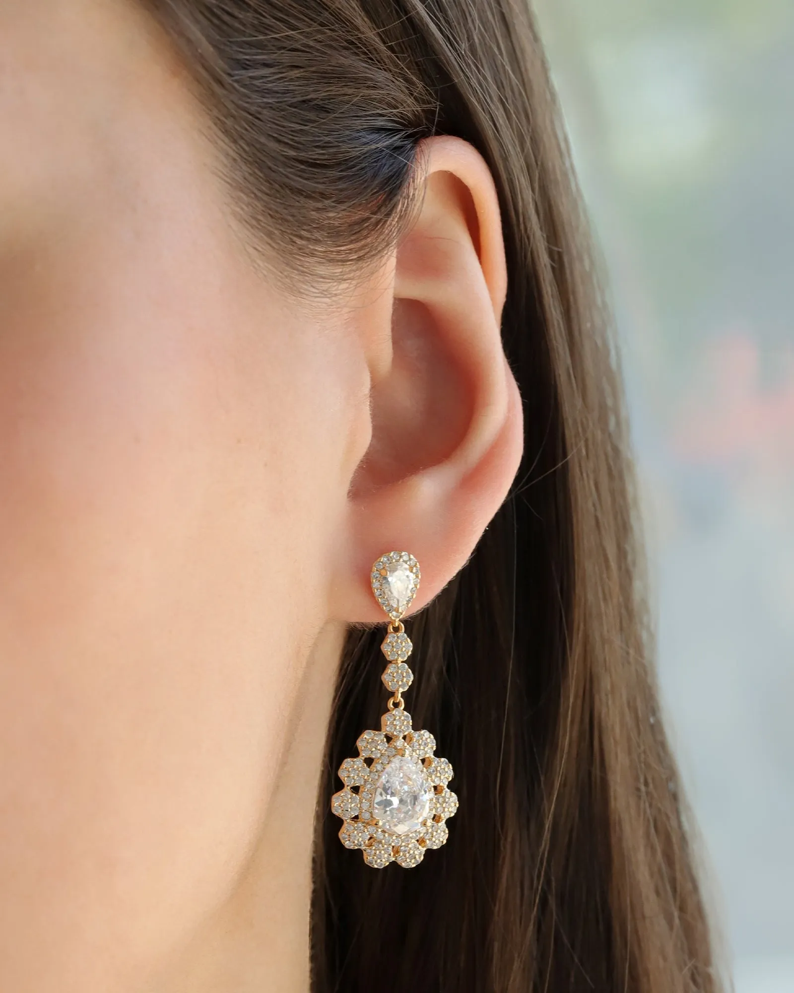 Teardrop Halo Flower Earrings sold by Blue Ruby product image thumbnail 2