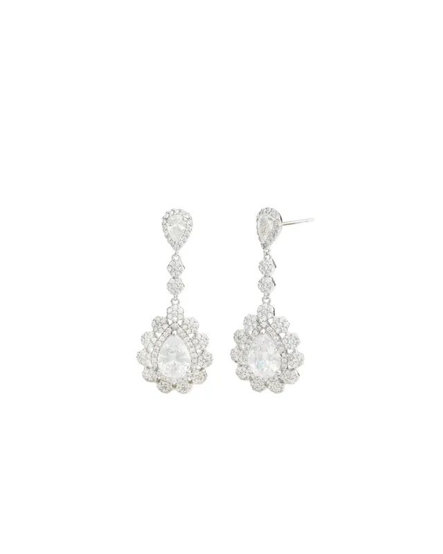 Teardrop Halo Flower Earrings sold by Blue Ruby