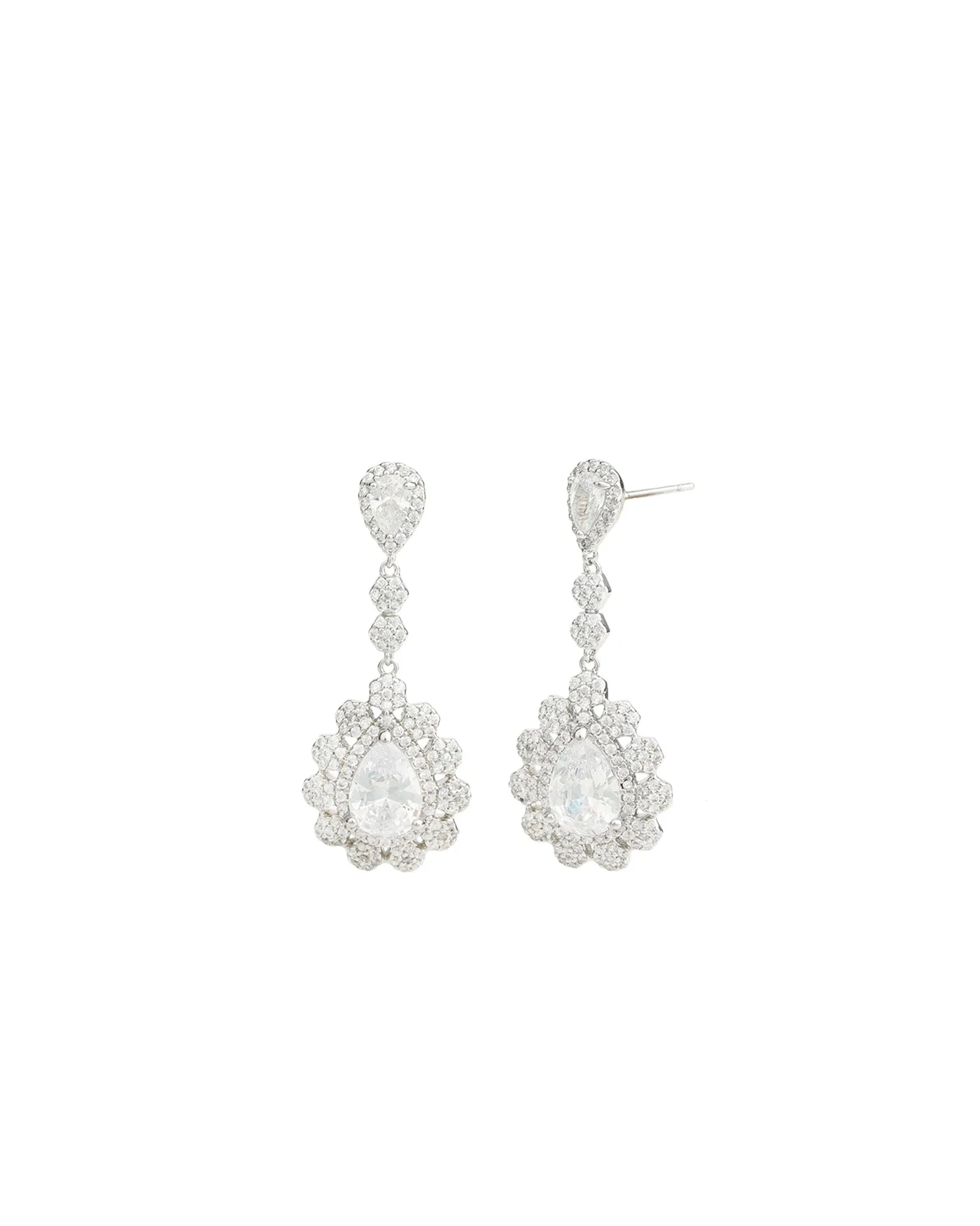 Teardrop Halo Flower Earrings sold by Blue Ruby