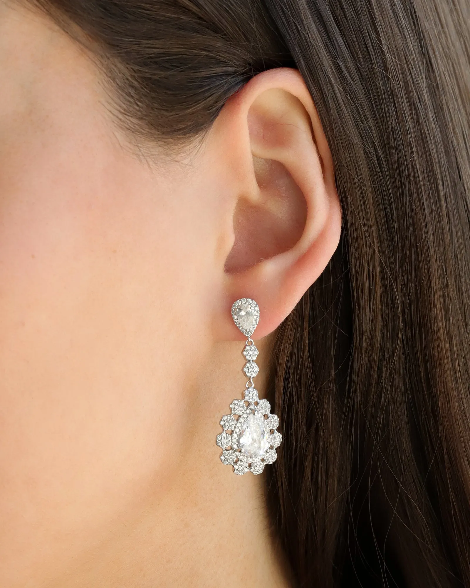 Teardrop Halo Flower Earrings sold by Blue Ruby product image thumbnail 2