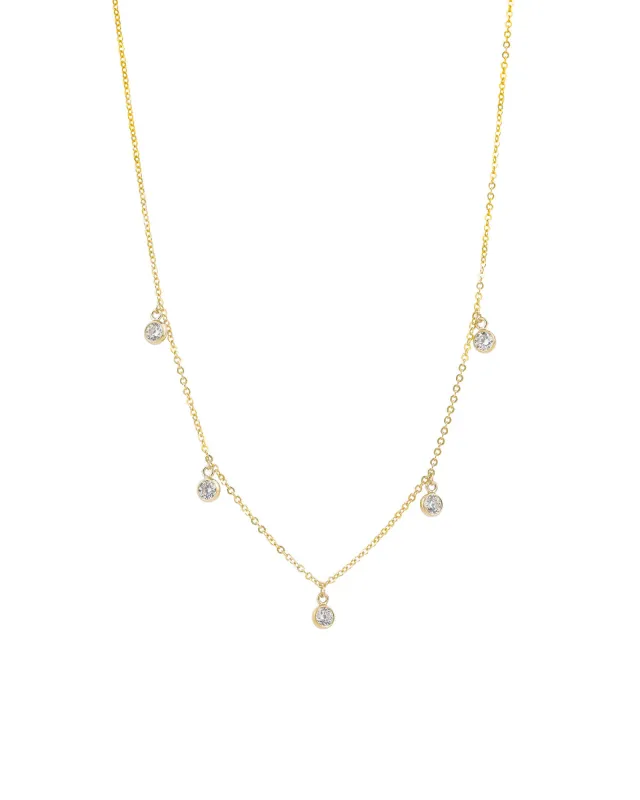 Five Stationed CZ Drop Necklace sold by Blue Ruby