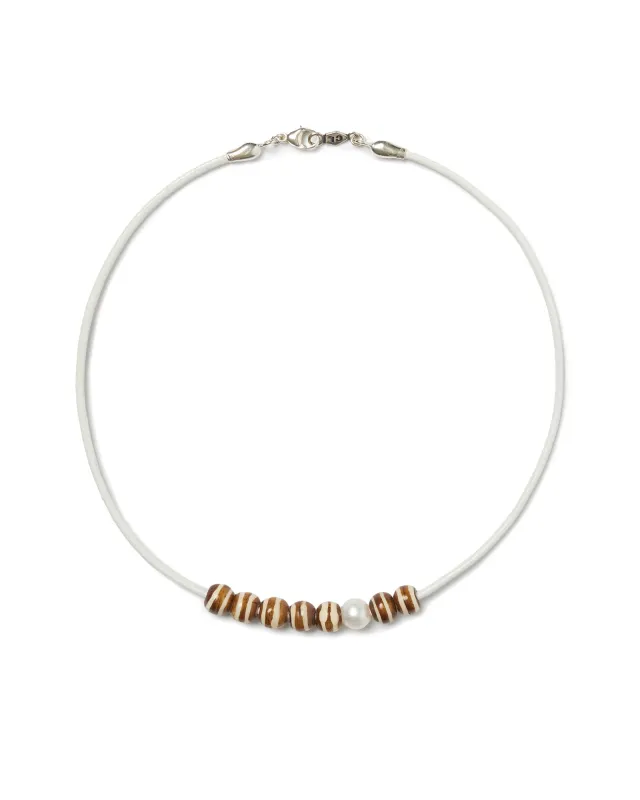 Leather Bone + Pearl Cord Necklace sold by Blue Ruby
