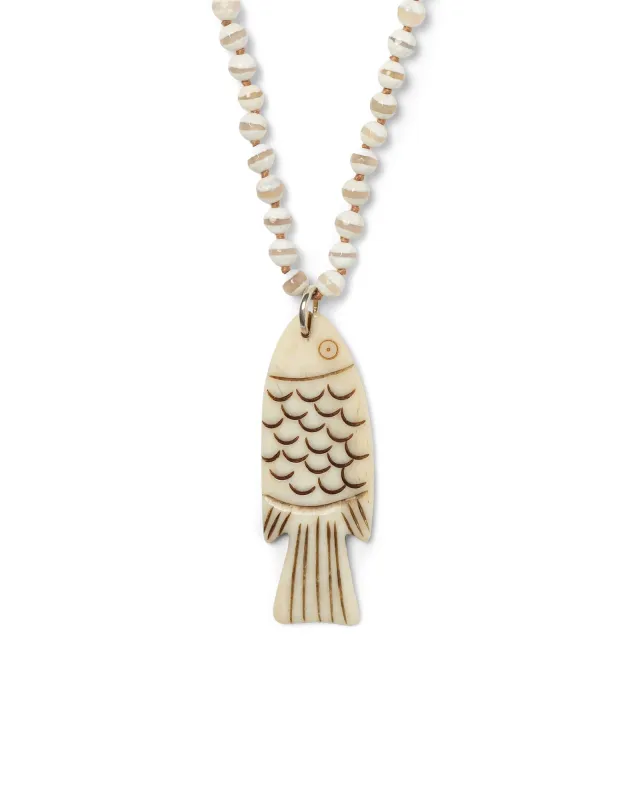 Fish Round Stone Necklace made by Chan Luu
