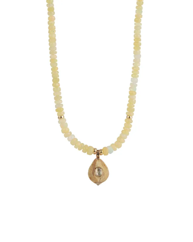 Beaded Opal & Coconut Shell Charm Necklace sold by Blue Ruby