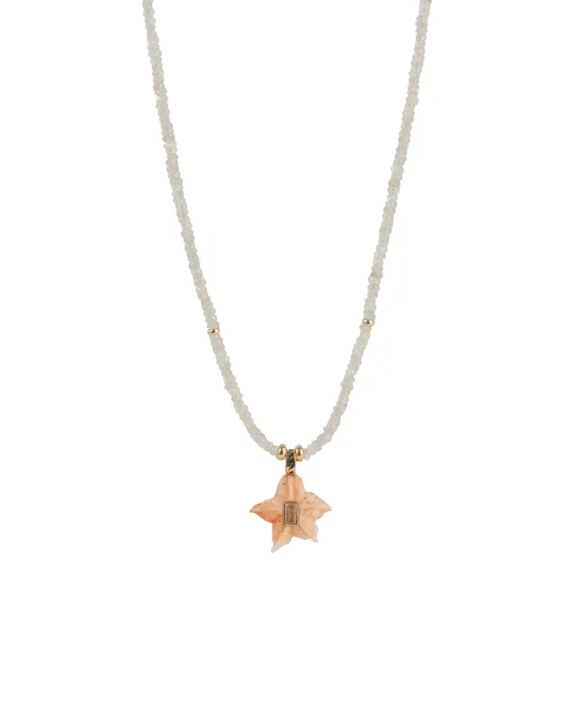 Coral Starfish Charm Beaded Necklace sold by Blue Ruby