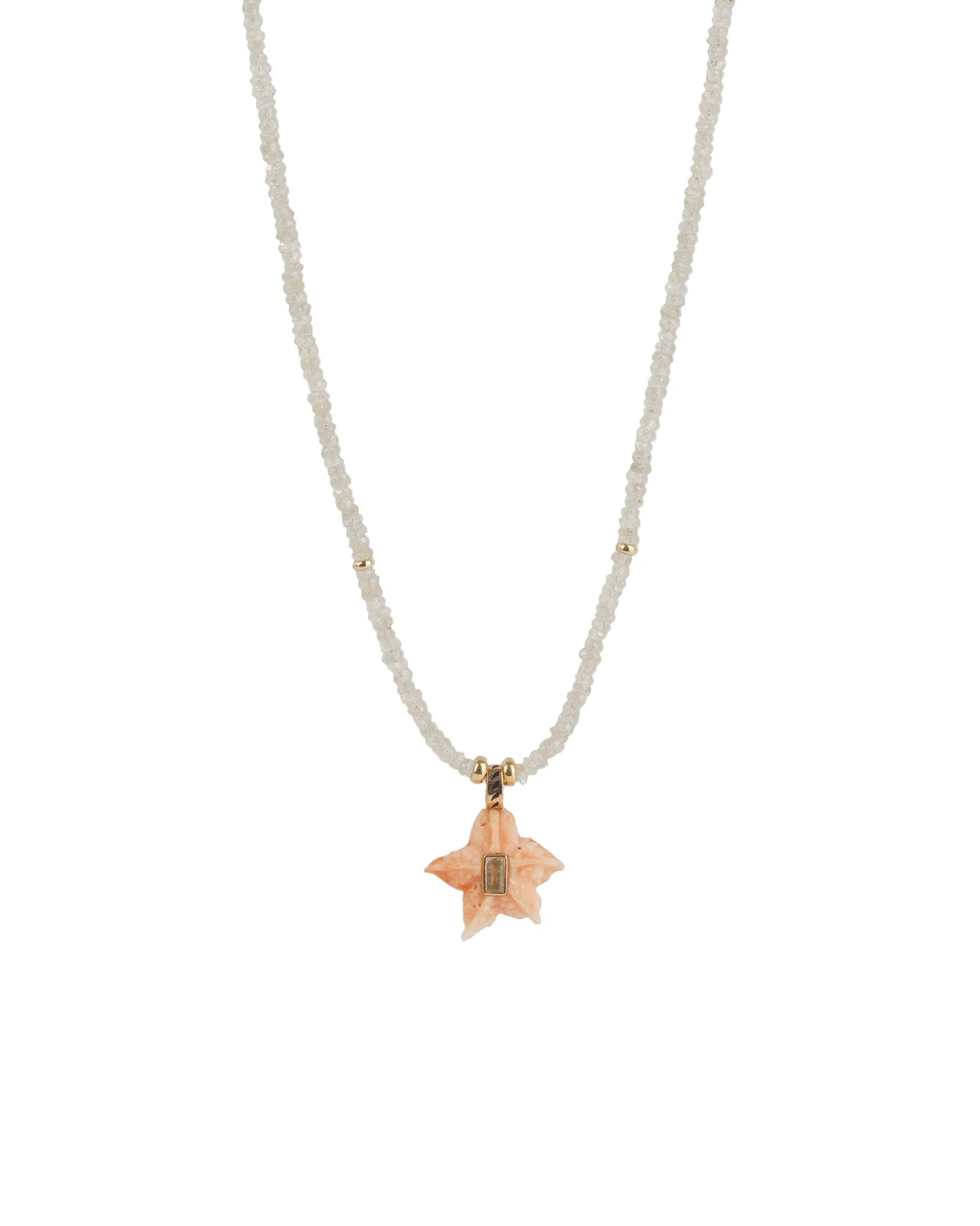 Coral Starfish Charm Beaded Necklace sold by Blue Ruby
