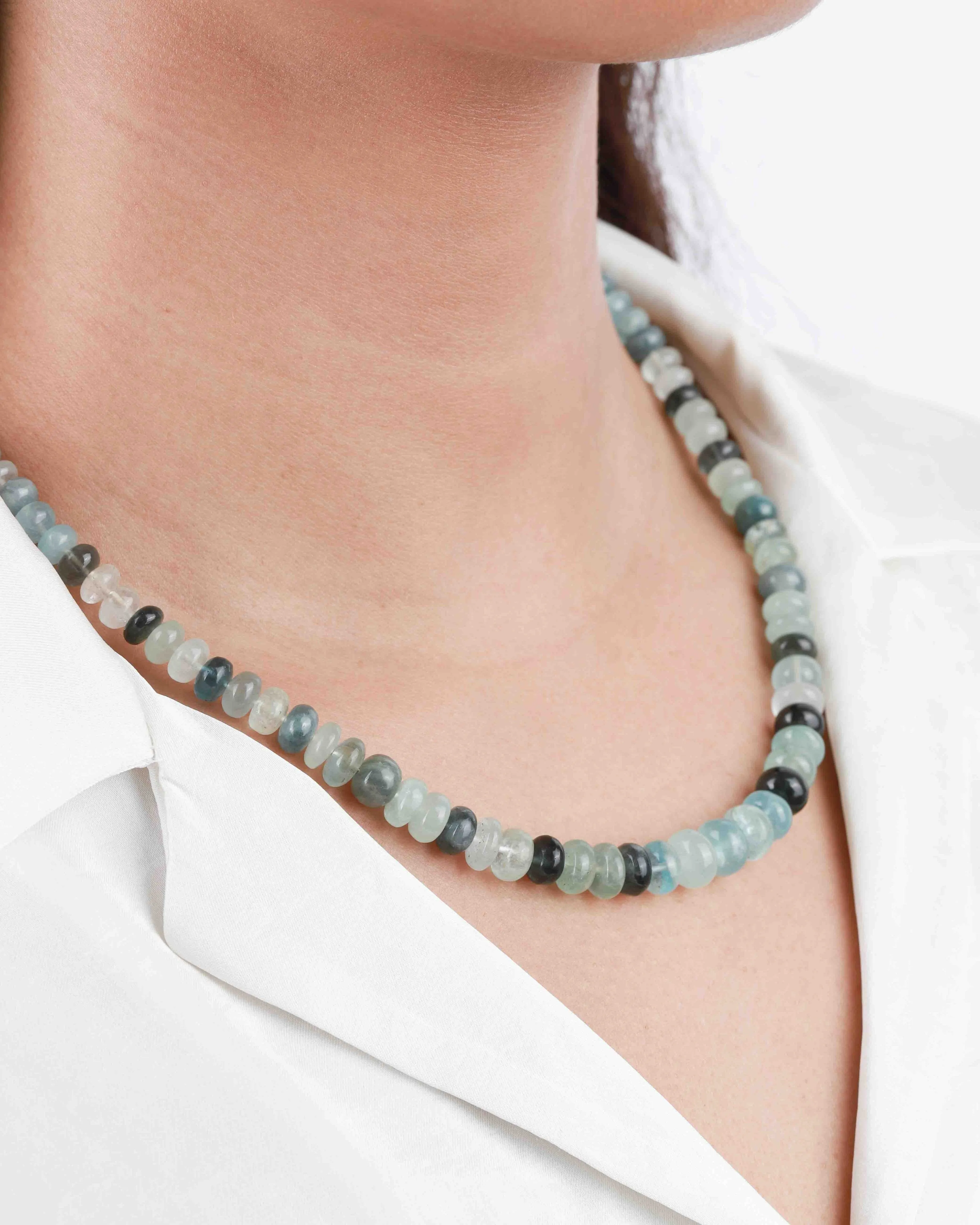 Graduated Aquamarine Beaded Necklace | 6.5mm - 9.5mm sold by Blue Ruby product image thumbnail 2