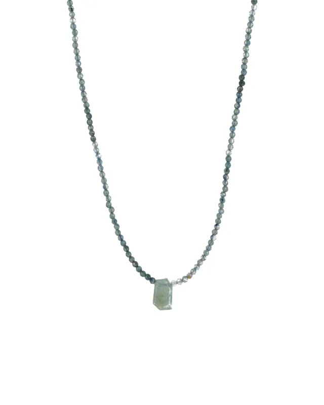 Blue Sapphire & Kyanite Beaded Slice Necklace sold by Blue Ruby