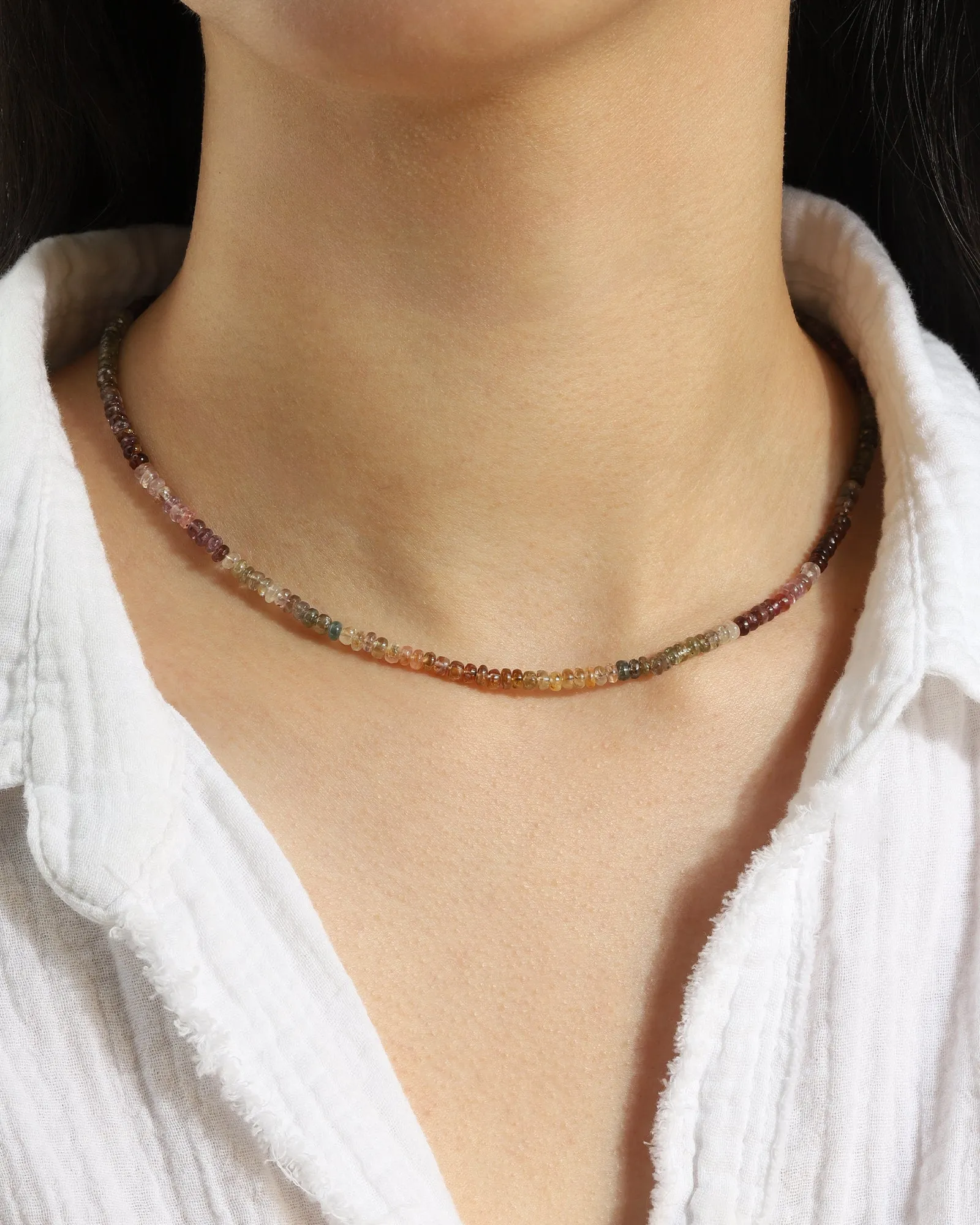 Autumn Mix Spinel Beaded Necklace | 3mm sold by Blue Ruby product image thumbnail 2