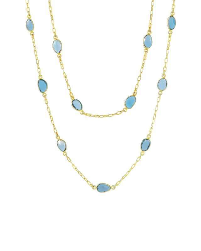 Long London Blue Topaz Station Necklace sold by Blue Ruby
