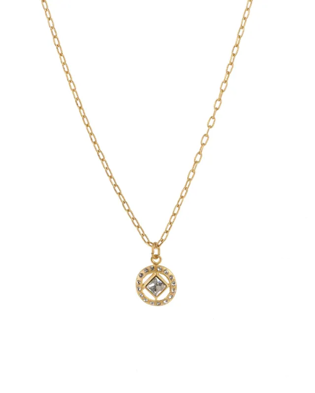 Square Crystal Halo Necklace sold by Blue Ruby