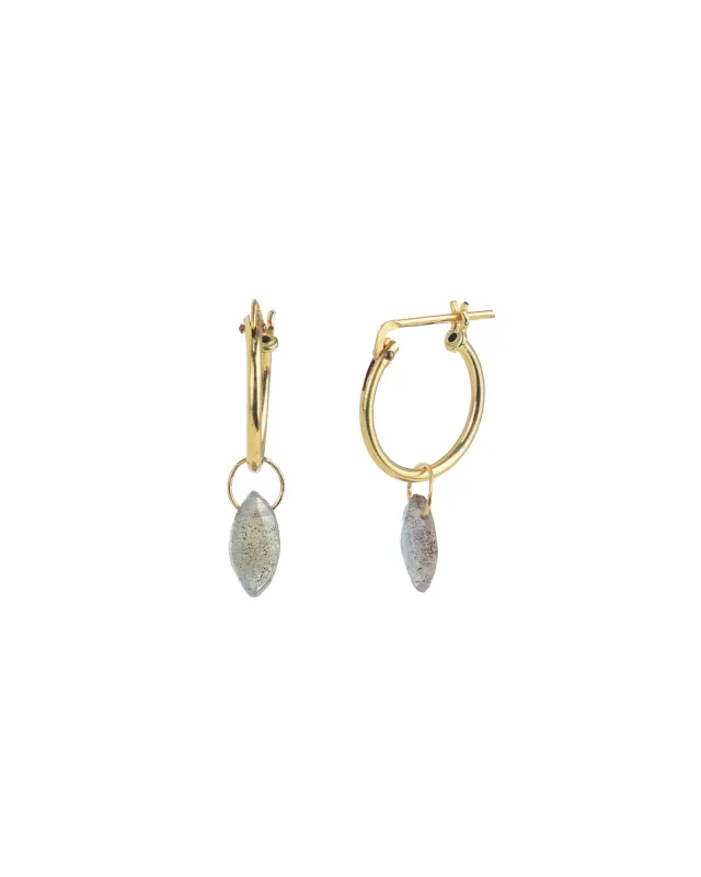 Labradorite Marquise Floating Drop Huggies sold by Blue Ruby